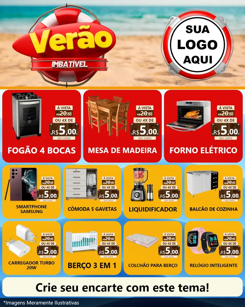 Modelo de Rede Social para Feed Instagram com o tema Verão Imbatível para Móveis e Eletro