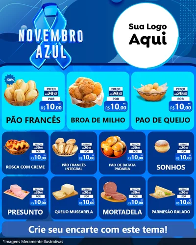 Modelo de Rede Social para Feed Instagram com o tema Novembro Azul para Padaria