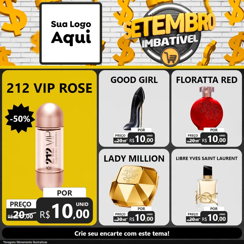 Modelo de Rede Social para Feed Facebook com o tema Setembro Imbatível para Perfumes