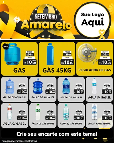 Modelo de Rede Social para Feed Instagram com o tema Setembro Amarelo para Água e gás