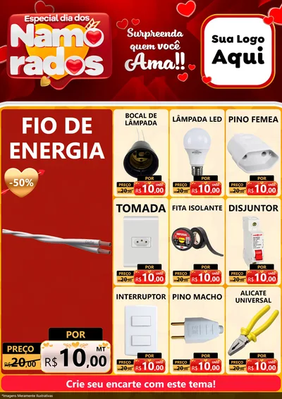 Modelo de Encarte para Encarte A4 Vertical com o tema Especial Dia dos Namorados para Materiais Elétricos