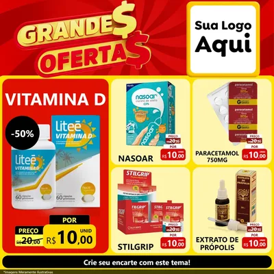 Modelo de Rede Social para Feed Facebook com o tema Grandes Ofertas para Farmácia