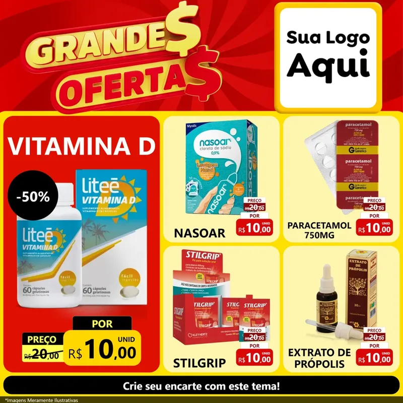 Modelo de Rede Social para Feed Facebook com o tema Grandes Ofertas para Farmácia