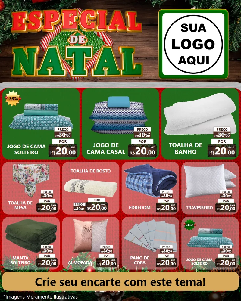 Modelo de Rede Social para Feed Instagram com o tema Especial de Natal para Cama, Mesa e Banho