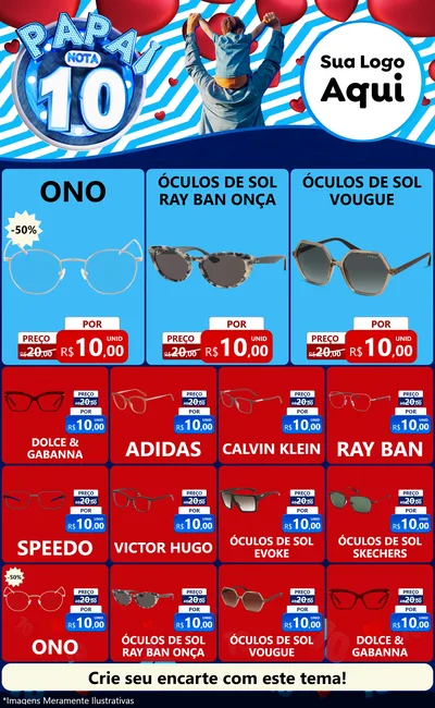 Modelo de Encarte para Encarte Grande com o tema Papai Nota 10 para Óticas