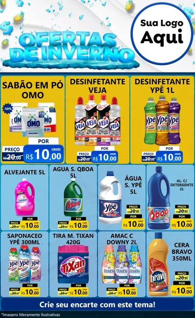 Modelo de Encarte para Encarte Grande com o tema Ofertas de Inverno para Produtos de Limpeza