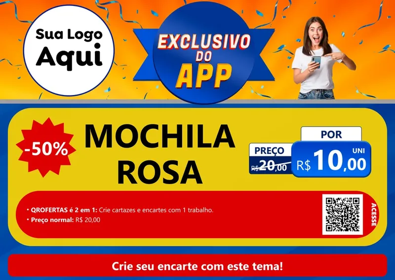 Modelo de Cartaz para Cartaz A4 Horizontal com o tema Exclusivo do Aplicativo para Papelaria