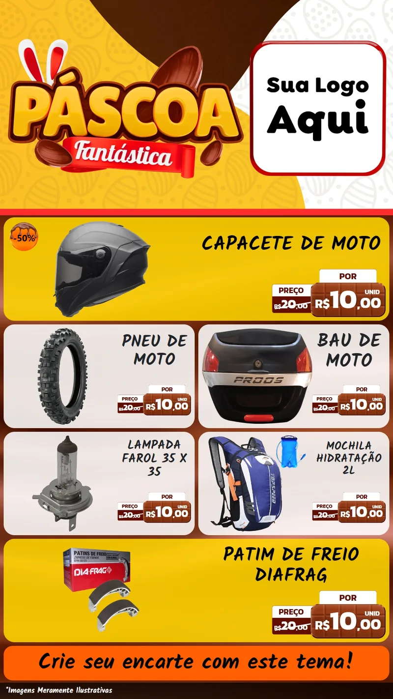 Modelo de TV para TV Vertical com o tema Páscoa Fantástica para Moto peças