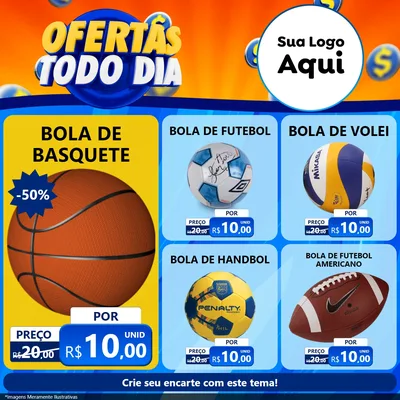 Modelo de Rede Social para Feed Facebook com o tema Ofertas Todo Dia para Artigos Esportivos