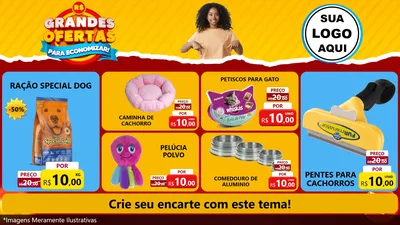 Modelo de TV para TV Horizontal com o tema Grandes Ofertas Para Economizar! para Pet Shop
