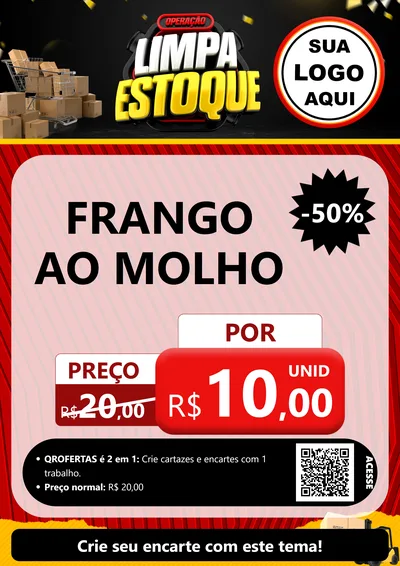 Modelo de Cartaz para Cartaz A4 Vertical com o tema Operação Limpa Estoque para Restaurante