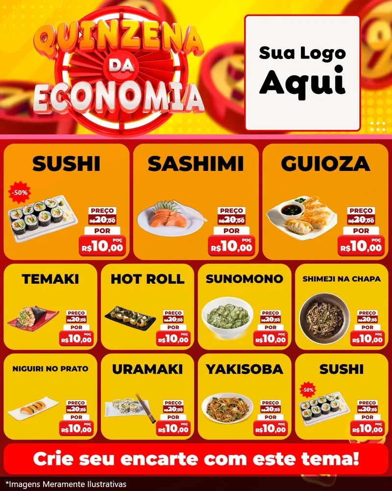 Modelo de Rede Social para Feed Instagram com o tema Quinzena Da Economia para Comida japonesa