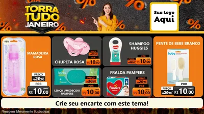 Modelo de TV para TV Horizontal com o tema Torra Tudo Janeiro para Bebês
