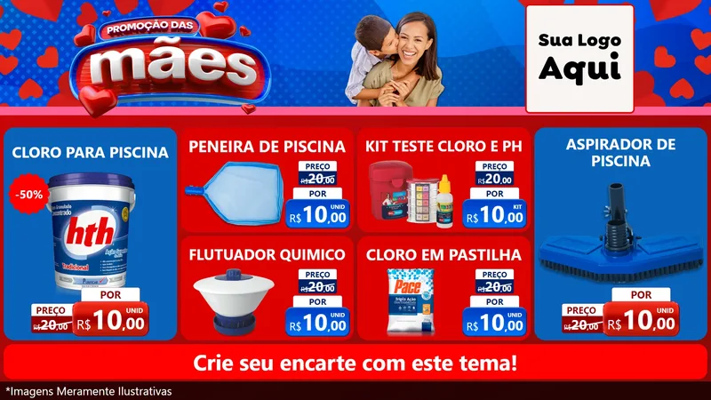 Modelo de TV para TV Horizontal com o tema Promoção das Mães para Produtos para Piscina