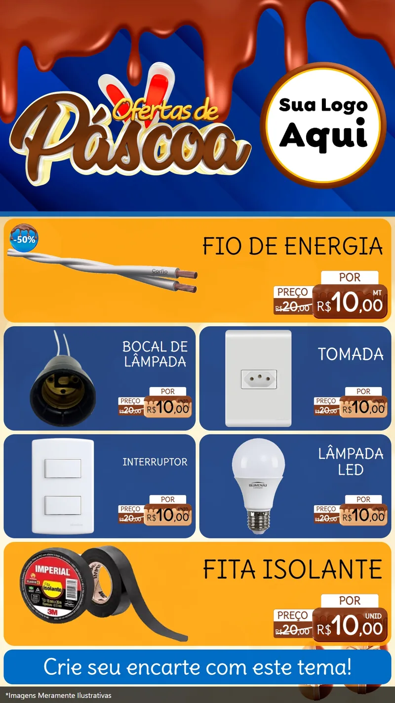 Modelo de TV para TV Vertical com o tema Ofertas de Páscoa para Materiais Elétricos