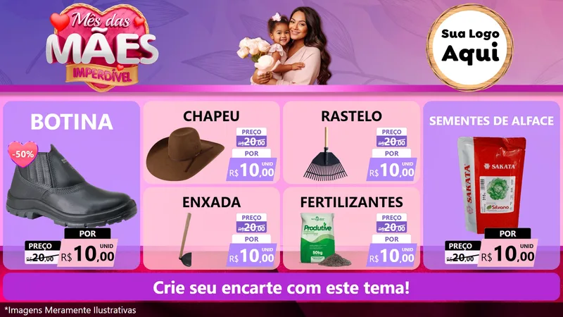 Modelo de TV para TV Horizontal com o tema Mês das Mães Imperdível para Agropecuária