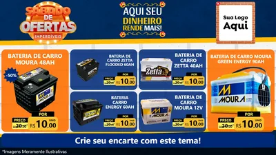 Modelo de TV para TV Horizontal com o tema Sábado de Ofertas Imperdíveis para Baterias Elétricas