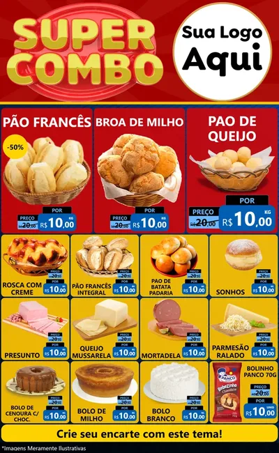 Modelo de Encarte para Encarte Grande com o tema Super Combo para Padaria