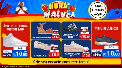 Modelo de TV para TV Horizontal com o tema Hora Maluca para Calçados