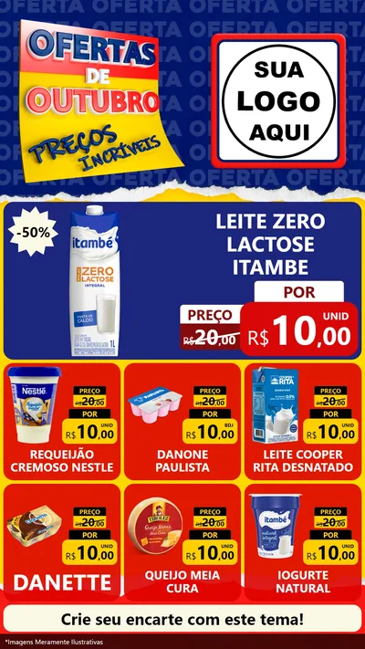 Modelo de Rede Social para Stories com o tema Ofertas de Outubro - Preços Incríveis para Frios e Laticínios