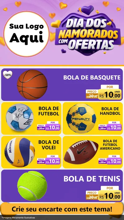 Modelo de TV para TV Vertical com o tema Dia Dos Namorados Com Ofertas para Artigos Esportivos
