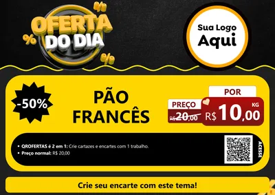 Modelo de Cartaz para Cartaz A4 Horizontal com o tema Oferta Do Dia para Padaria