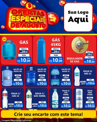 Modelo de Rede Social para Feed Instagram com o tema Ofertas Especiais de Agosto para Água e gás