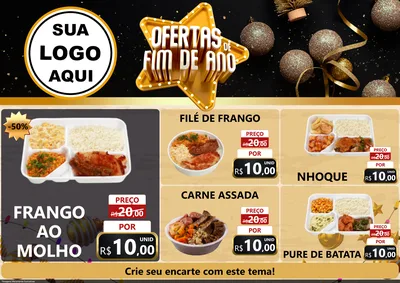 Modelo de Encarte para Encarte A4 Horizontal com o tema Ofertas de Fim de Ano para Restaurante