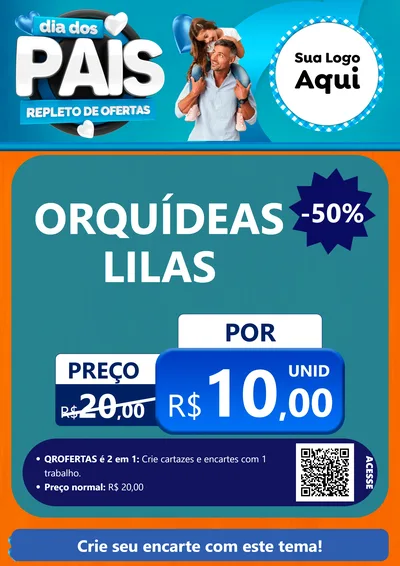 Modelo de Cartaz para Cartaz A4 Vertical com o tema Dia Dos Pais Repleto de Ofertas para Floricultura e jardim