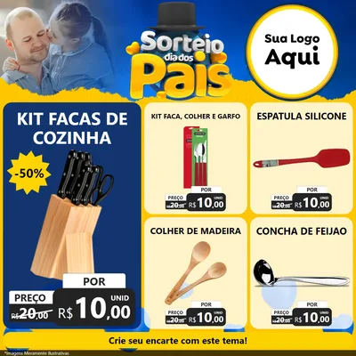 Modelo de Rede Social para Feed Facebook com o tema Sorteio Dia Dos Pais para Utilidades Domésticas