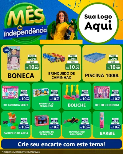 Modelo de Rede Social para Feed Instagram com o tema Mês da Independência para Brinquedos