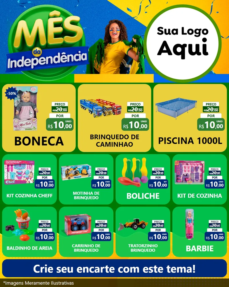 Modelo de Rede Social para Feed Instagram com o tema Mês da Independência para Brinquedos