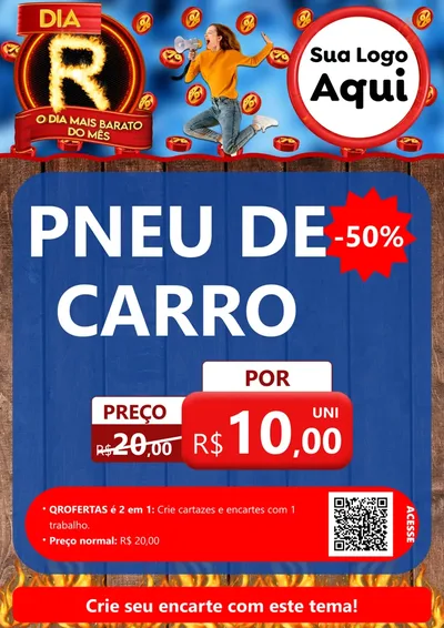 Modelo de Cartaz para Cartaz A4 Vertical com o tema Dia R - O Dia Mais Barato Do Mês para Auto peças