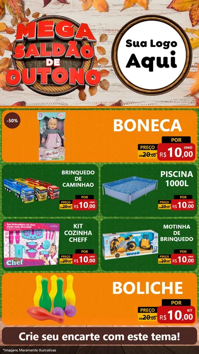 Modelo de TV para TV Vertical com o tema Mega Saldão de Outono para Brinquedos