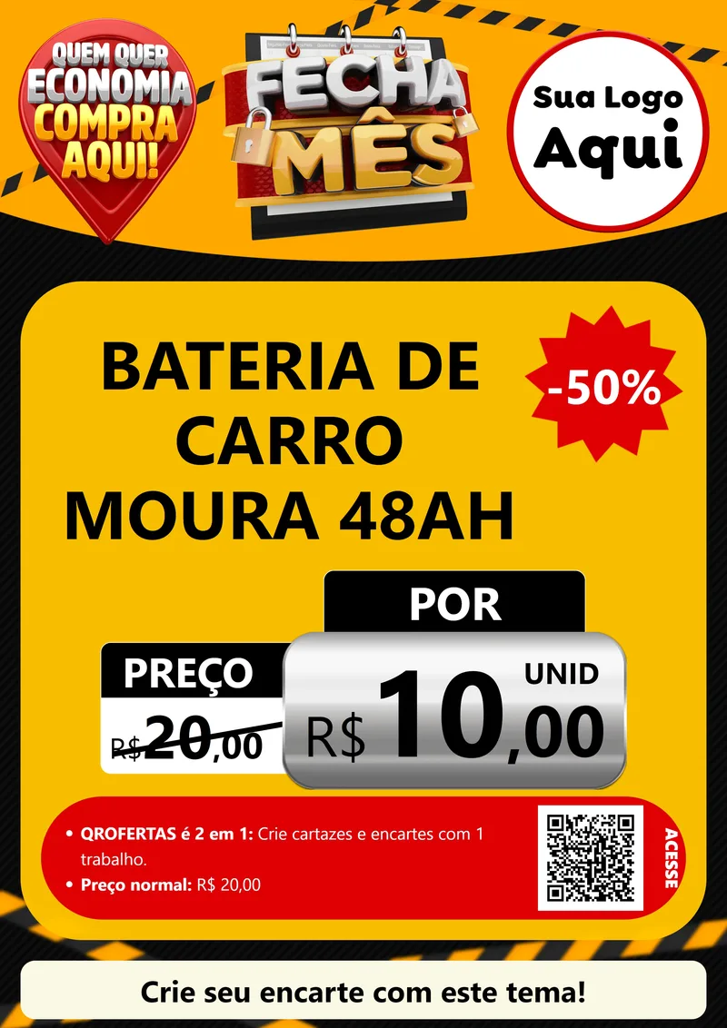 Modelo de Cartaz para Cartaz A4 Vertical com o tema Fecha Mês para Baterias Elétricas