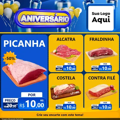 Modelo de Rede Social para Feed Facebook com o tema Aniversário para Açougue