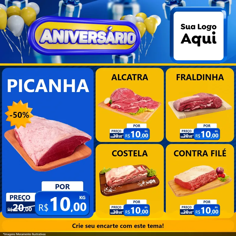 Modelo de Rede Social para Feed Facebook com o tema Aniversário para Açougue