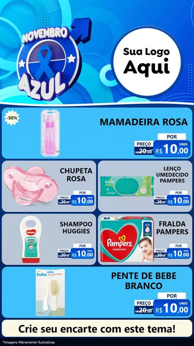 Modelo de TV para TV Vertical com o tema Novembro Azul para Bebês