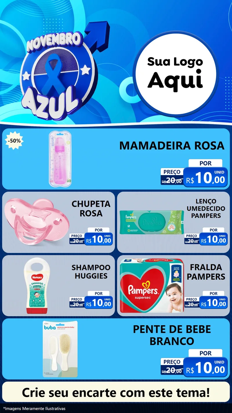 Modelo de TV para TV Vertical com o tema Novembro Azul para Bebês