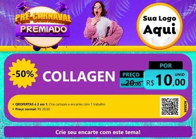 Modelo de Cartaz para Cartaz A4 Horizontal com o tema Pré-Carnaval Premiado para Suplementos alimentares