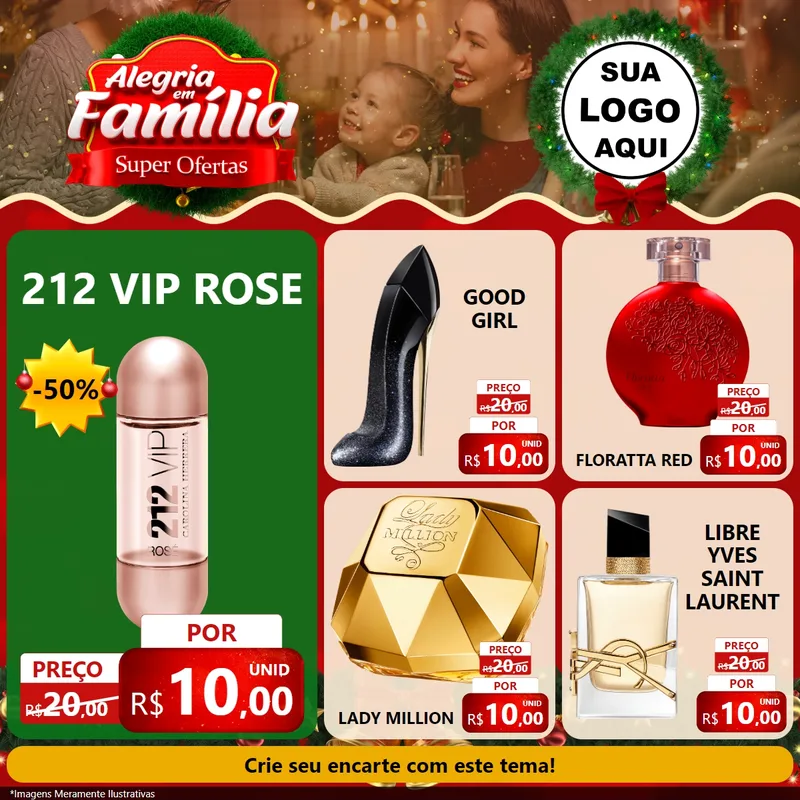 Modelo de Rede Social para Feed Facebook com o tema Alegria Em Família - Super Ofertas para Perfumes