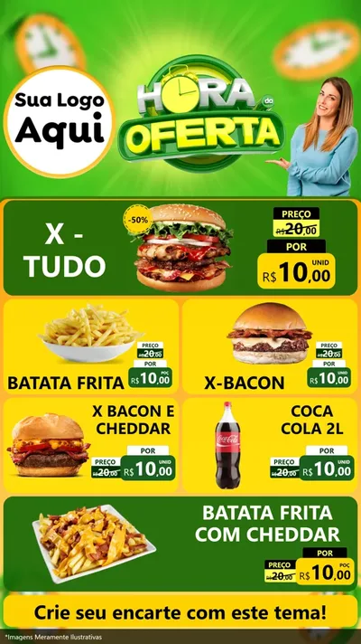 Modelo de TV para TV Vertical com o tema Hora da Oferta para Hamburgueria