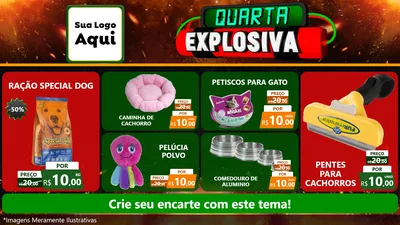 Modelo de TV para TV Horizontal com o tema Quarta Explosiva para Pet Shop
