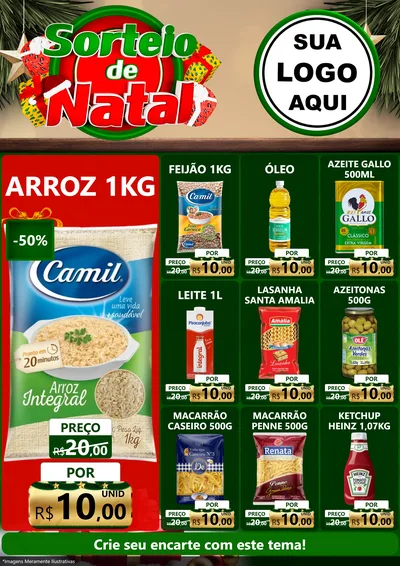Modelo de Encarte para Encarte A4 Vertical com o tema Sorteio de Natal para Supermercado