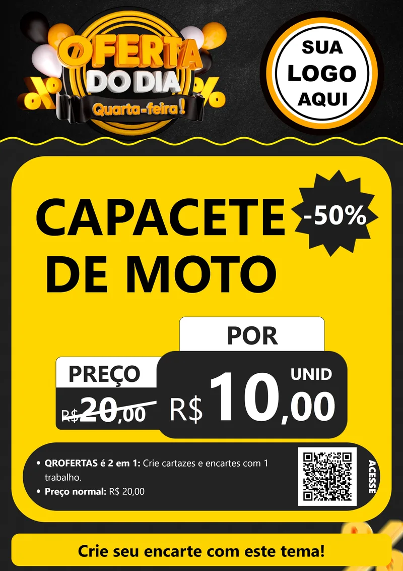 Modelo de Cartaz para Cartaz A4 Vertical com o tema Oferta do Dia - Quarta Feira! para Moto peças