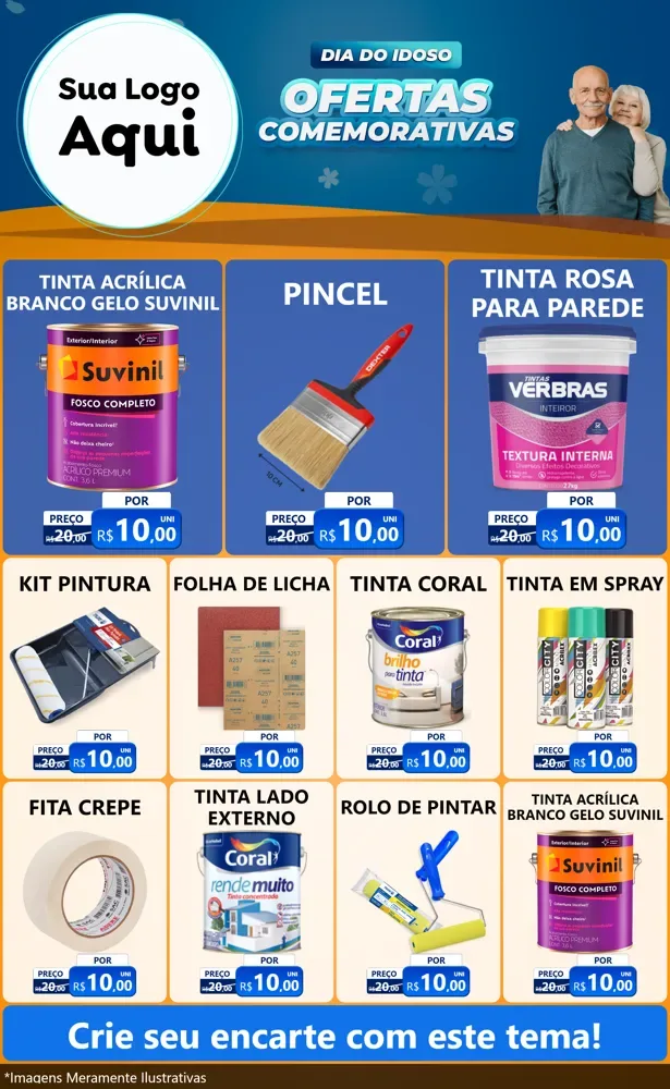 Modelo de Encarte para Encarte Grande com o tema Dia do Idoso para Tintas e Ferramentas
