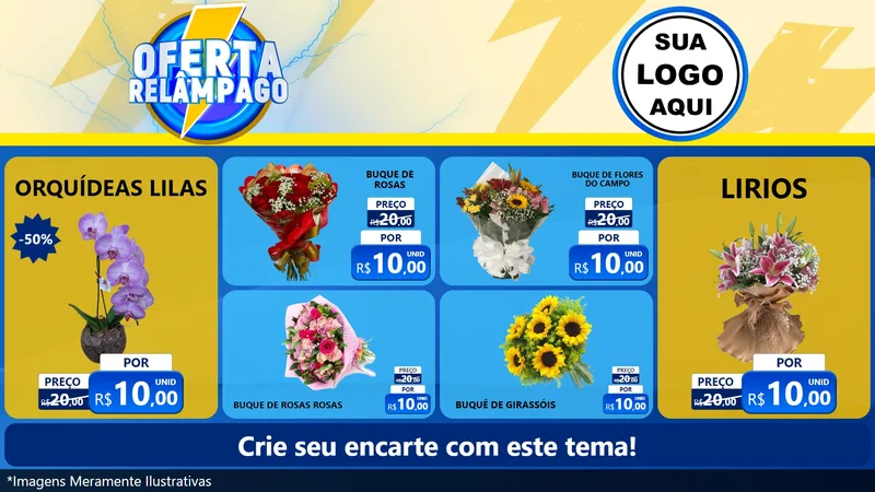 Modelo de TV para TV Horizontal com o tema Oferta Relâmpago para Floricultura e jardim