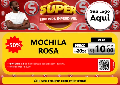 Modelo de Cartaz para Cartaz A4 Horizontal com o tema Super Segunda Imperdível para Papelaria