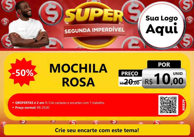 Modelo de Cartaz para Cartaz A4 Horizontal com o tema Super Segunda Imperdível para Papelaria