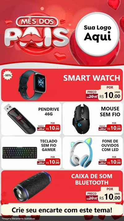 Modelo de TV para TV Vertical com o tema Mês dos Pais para Informática
